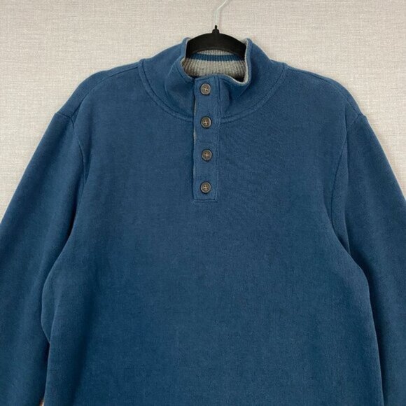 Denver Hayes Modern Fit Pull Over Sweater Sz Large Blue Stretchy Tight Knit - Picture 2 of 6